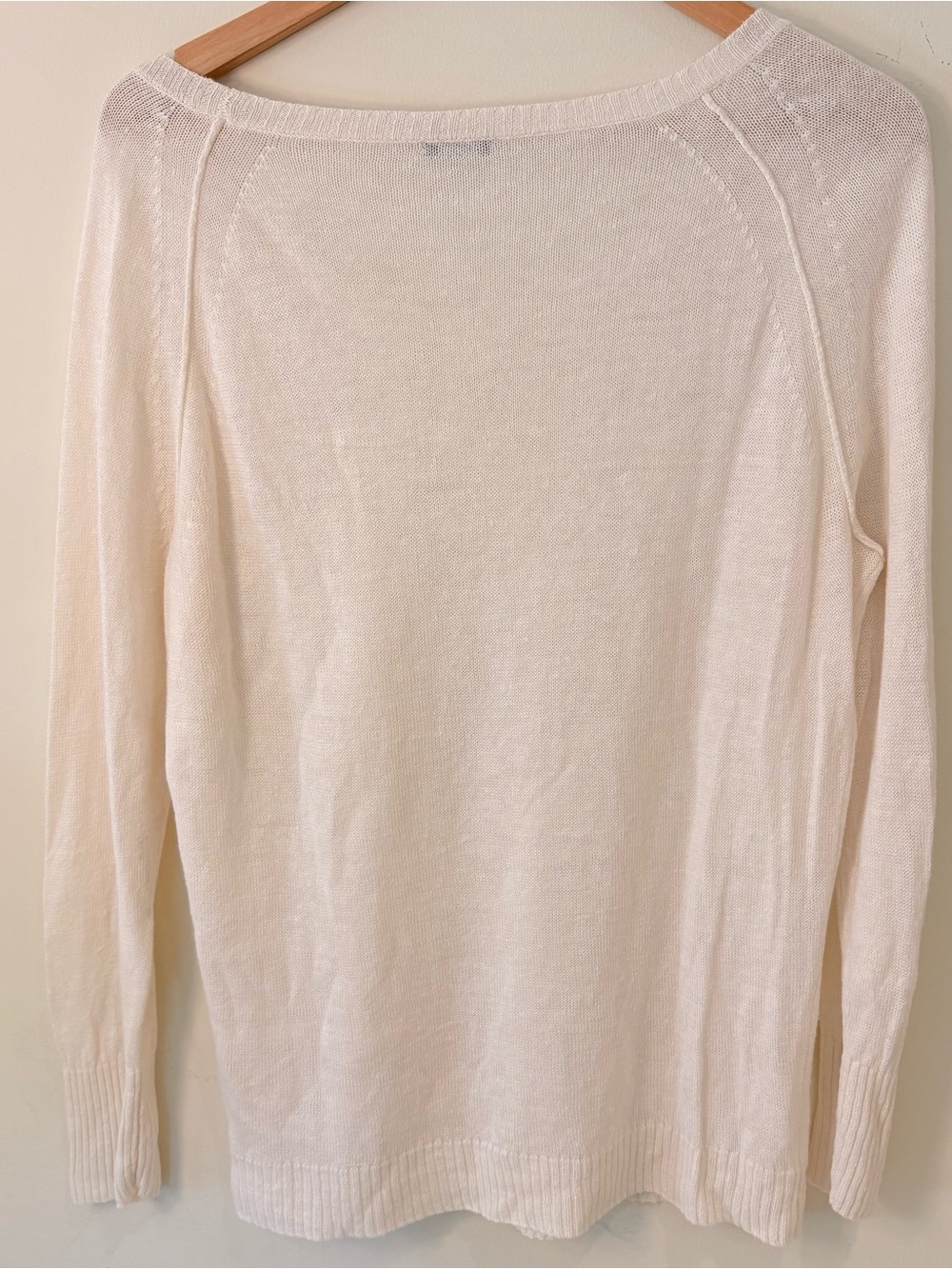 J. Crew Ivory Linen Scoop Neck Sweater Sz M - Picture 5 of 10